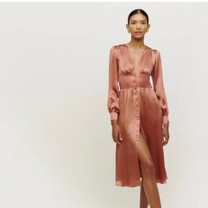 Reformation NWOT Satin Nicola Dress in Praline